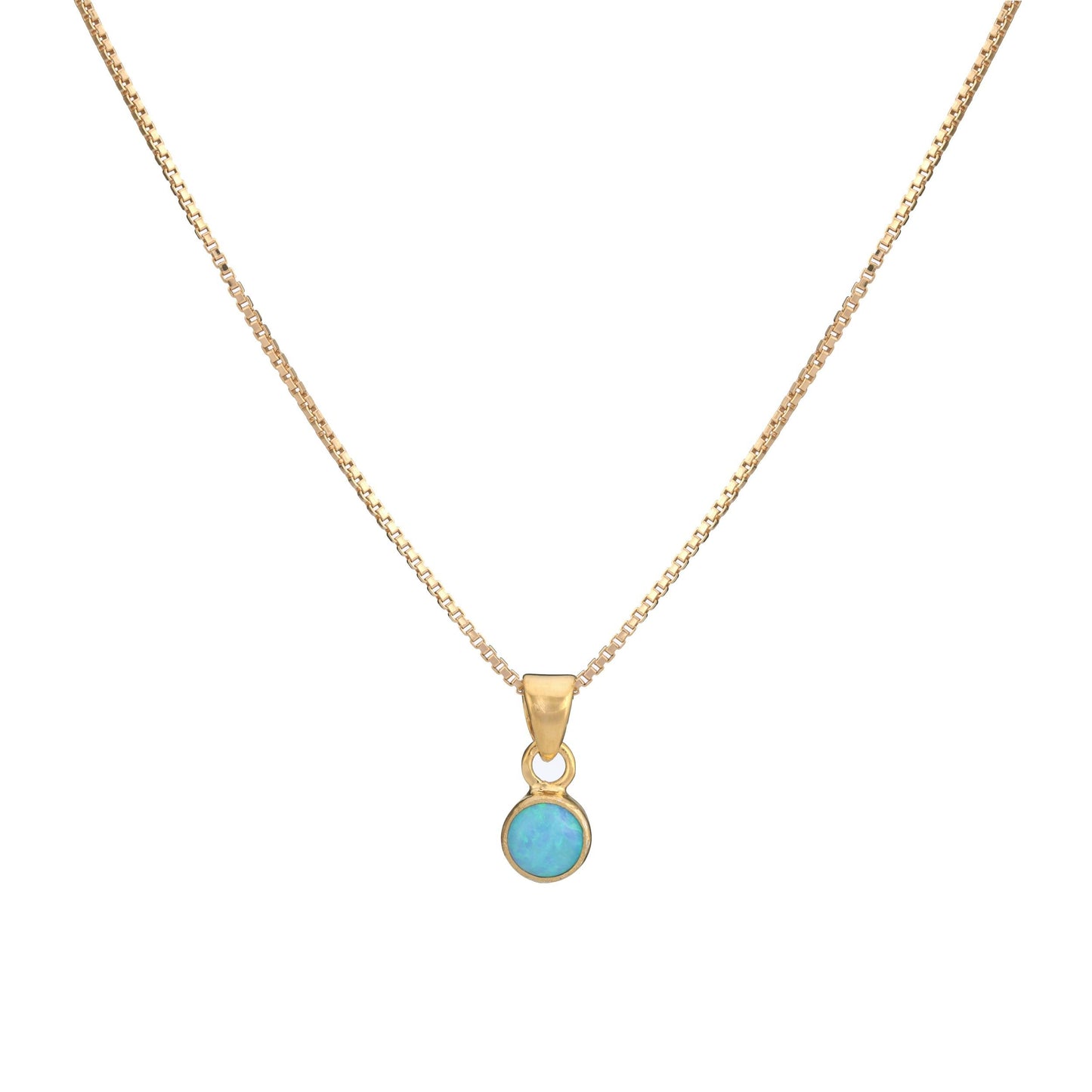 18 carat Yellow Gold Vermeil Opalite Small Round Pendant Necklace