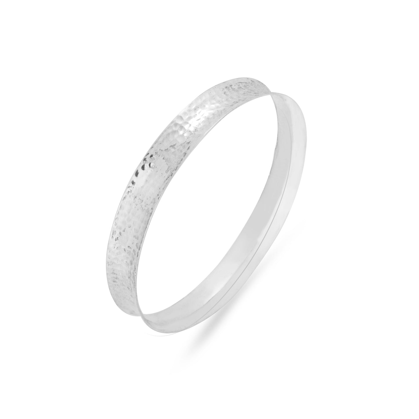 Sterling Silver Medium Hammered Concave Bangle