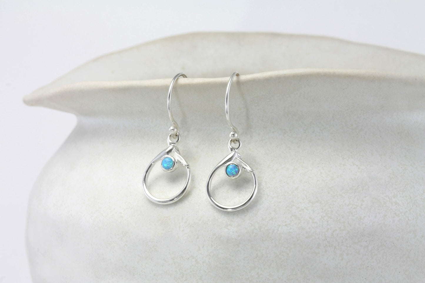 Joli Beau Sterling Silver Dainty Open Opalite Drop Earrings