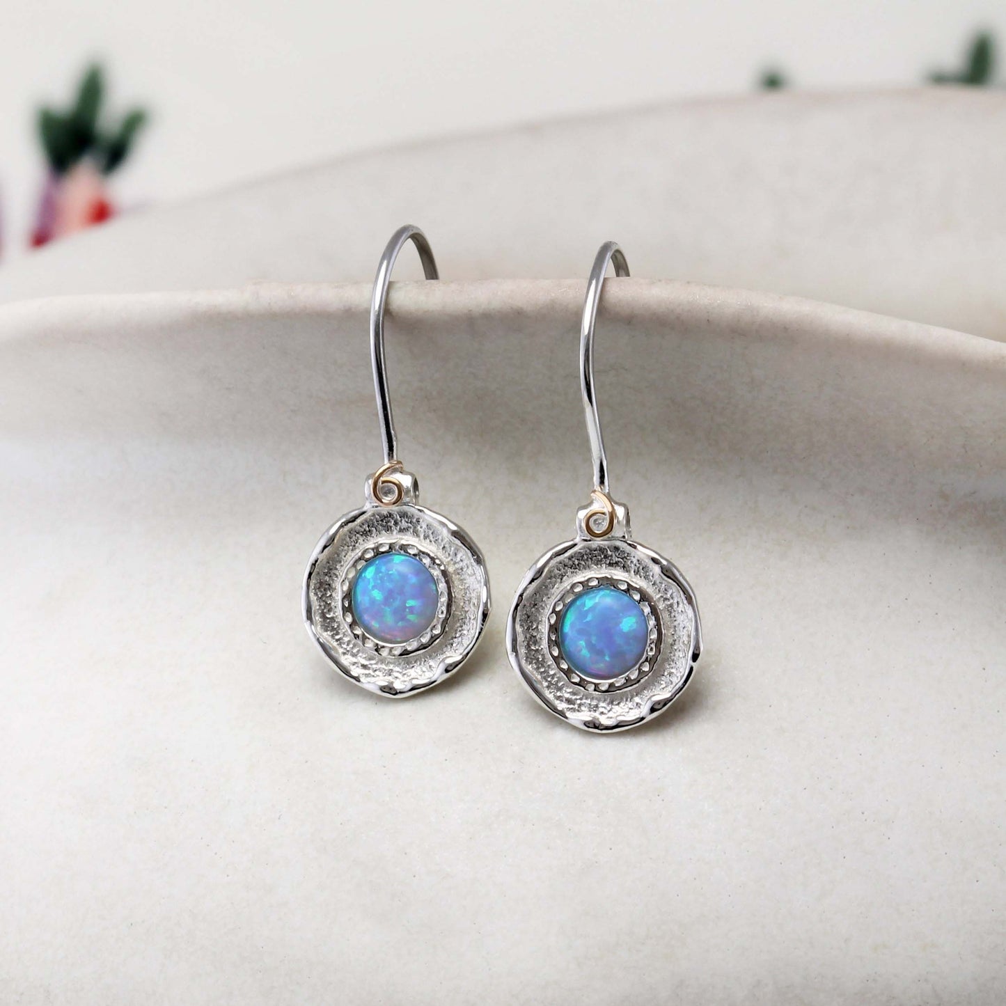 Sterling Silver Blue Opalite Hook Earrings