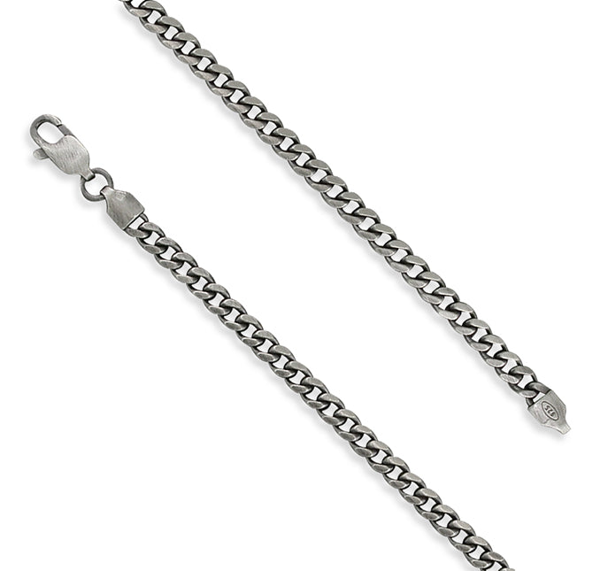 Men's 51cm Oxidised Sterling Silver Curb Chain