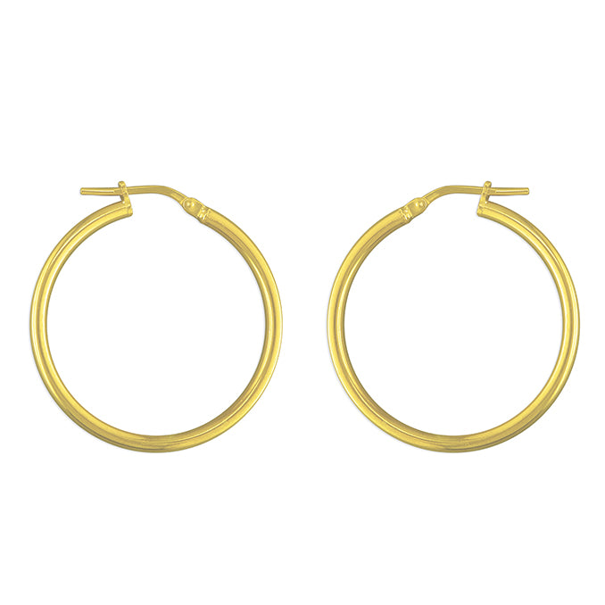 30mll Sterling Silver Gold Vermeil Light Weight Hoops