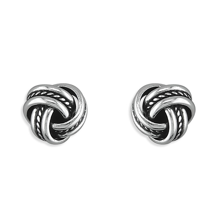 Sterling Silver Small Oxidised 3-Strand Knot Stud Earrings