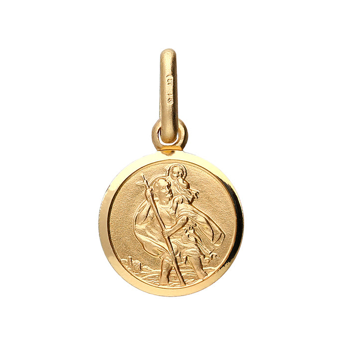 Solid 9 carat Yellow Gold Small Round St Christopher