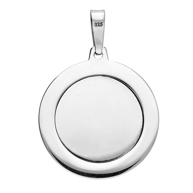 Joli Beau Oxidised Sterling Silver St Christopher Protect Us Pendant