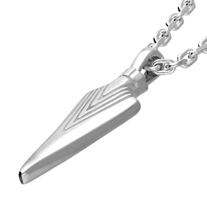Close-up of a Sterling Silver Arrow Tip Necklace