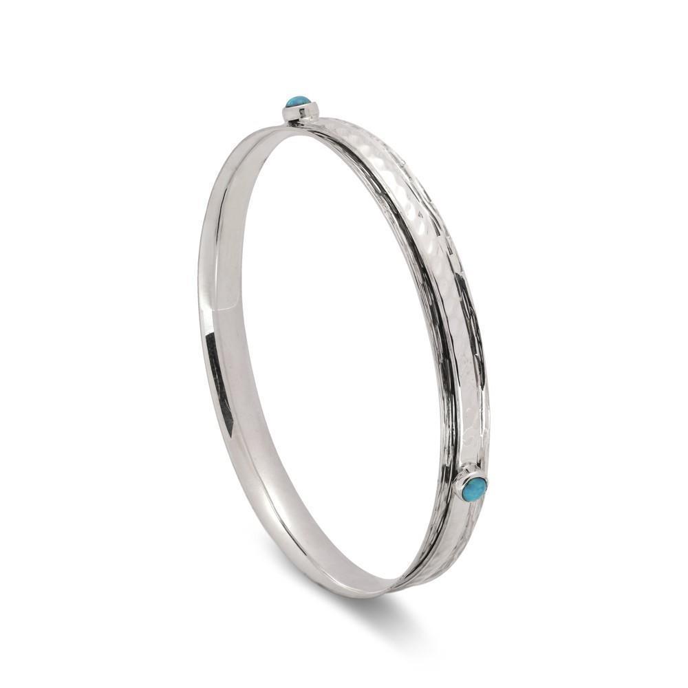 Sterling Silver Hammered Triple Opalite Spinning Ring Bangle