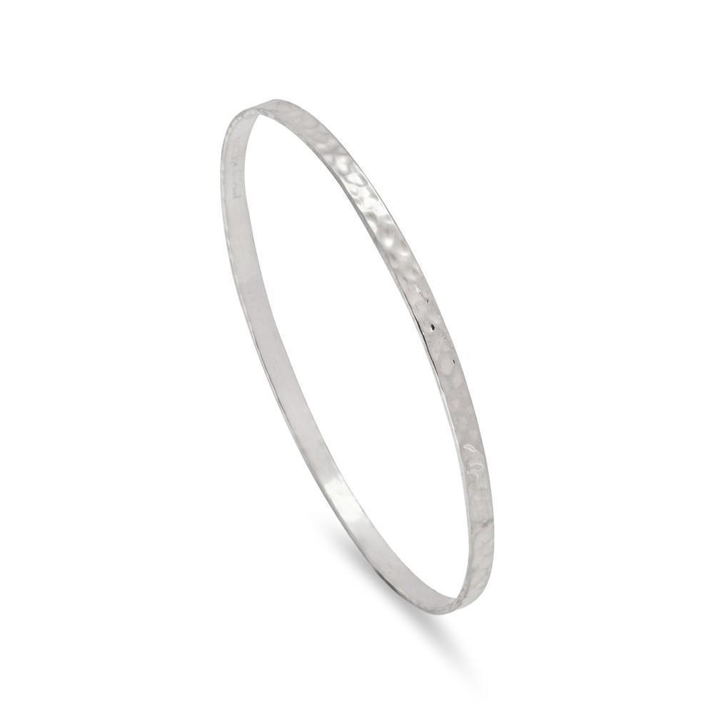 Sterling Silver Medium Hammered Round Bangle
