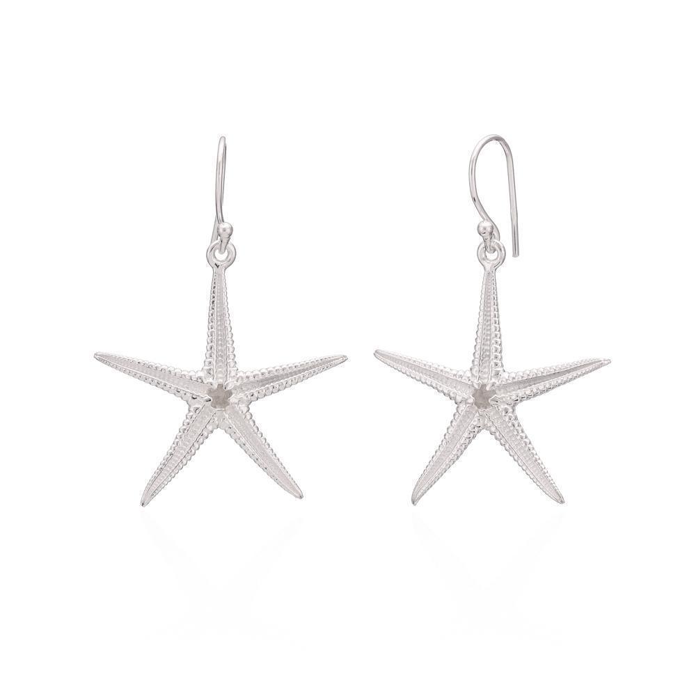 Sterling Silver Dainty Starfish Drop Hook Earrings