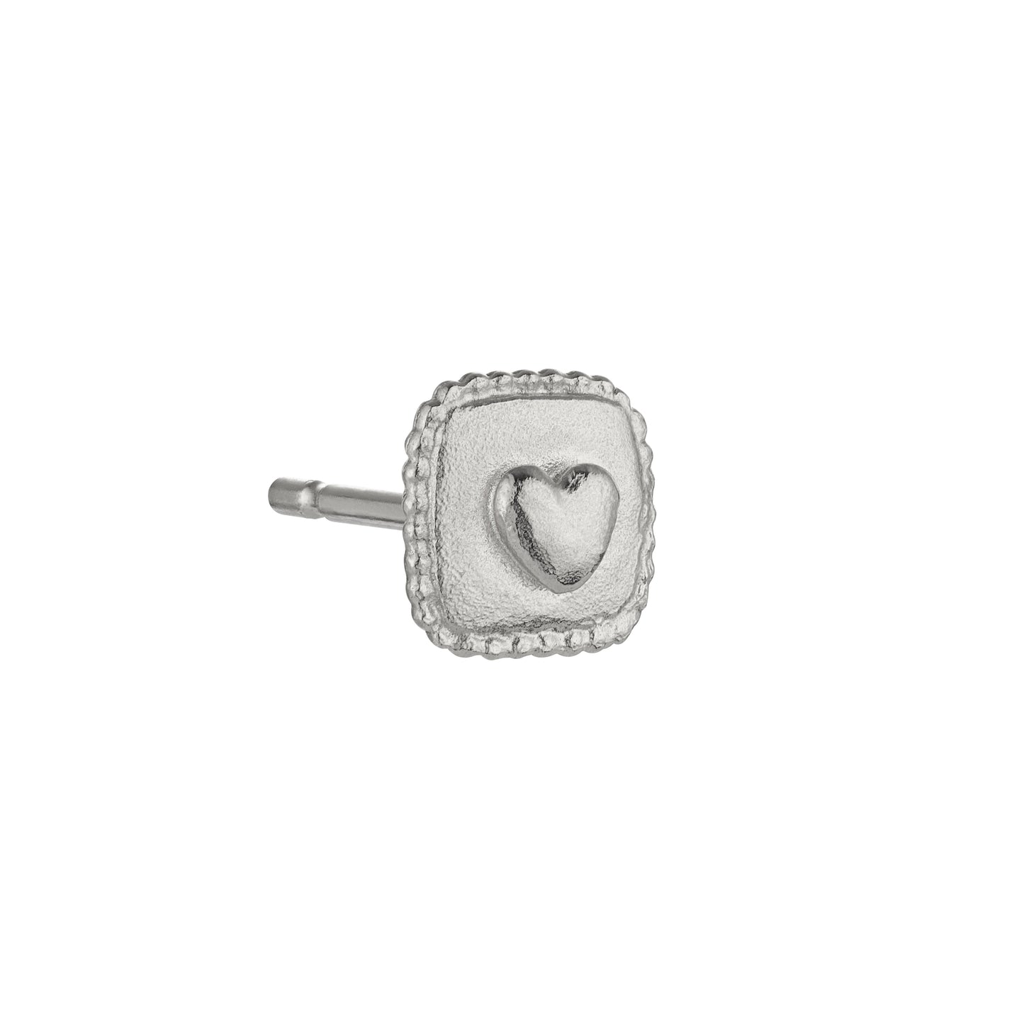 Alex Monroe Sterling Silver Square Ex-voto Heart Single Stud Earring