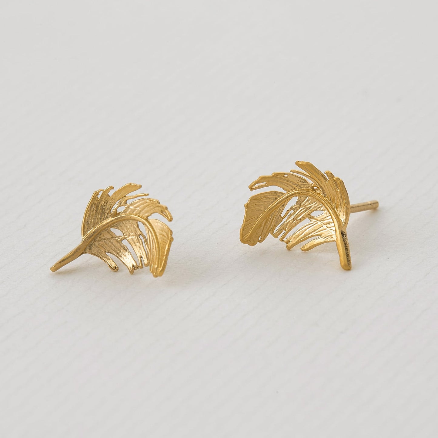 22 carat Gold Vermeil Feather Stud Earrings