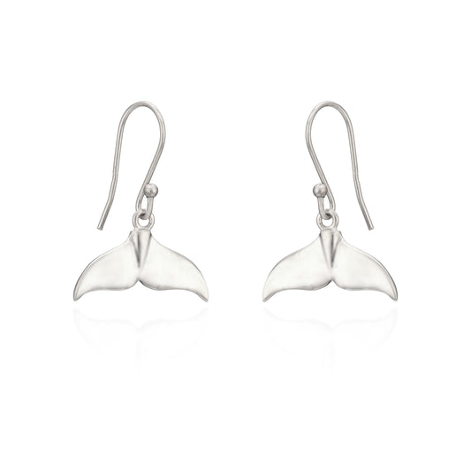 Sterling Silver Sea Side Collection Whale Tail Drop Earrings