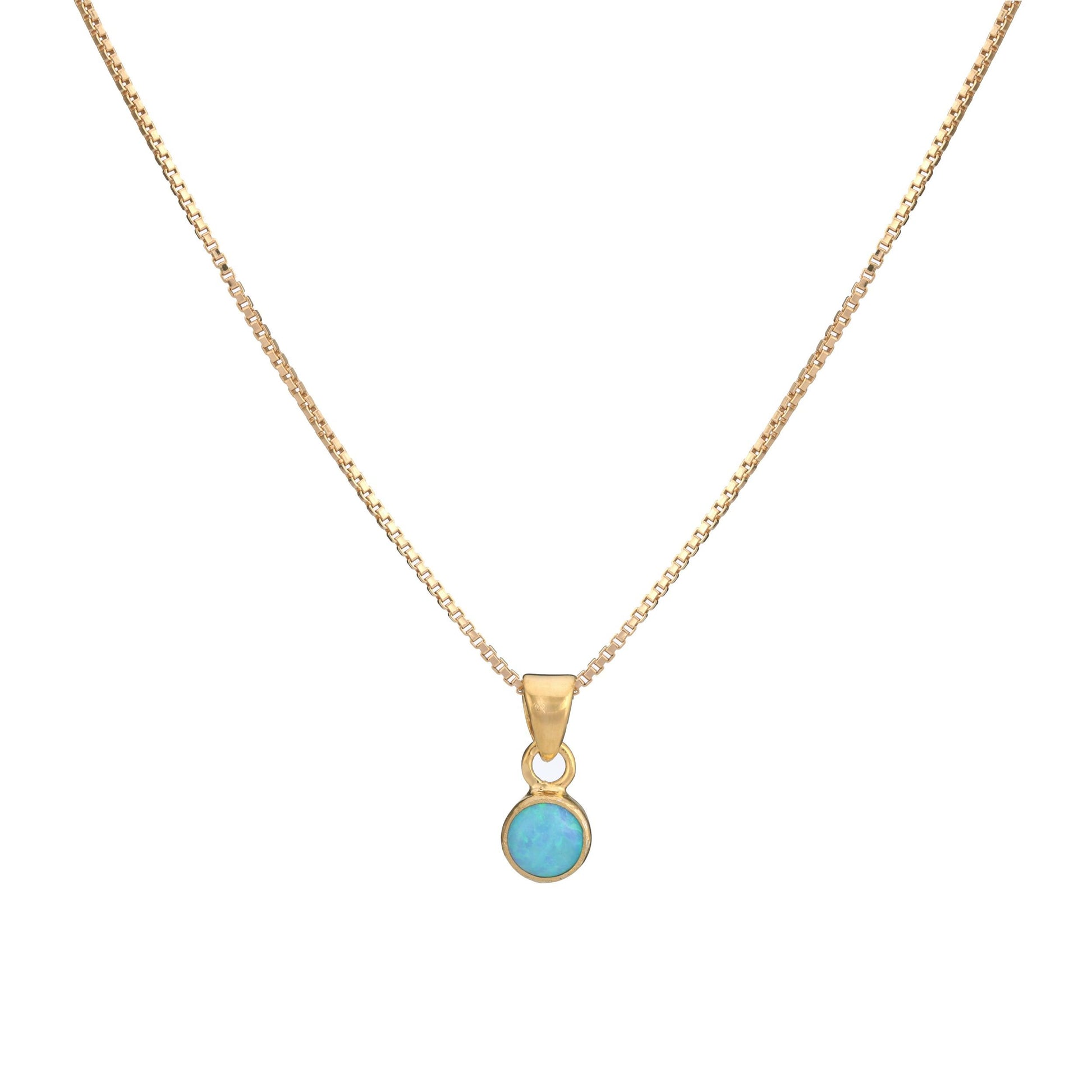 18 carat Yellow Gold Vermeil Opalite Small Round Pendant Necklace