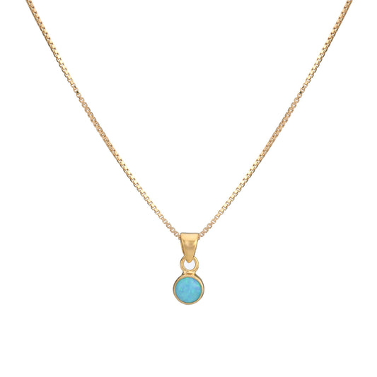 18 carat Yellow Gold Vermeil Opalite Small Round Pendant Necklace