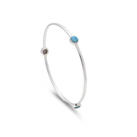 Sterling Silver Triple Opalite Blue Stone Bangle