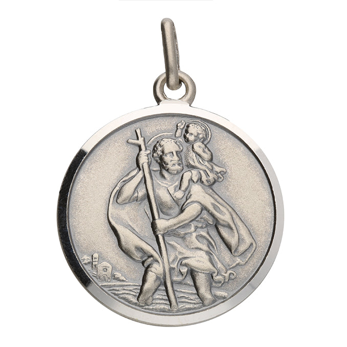 Joli Beau Oxidised Sterling Silver Large St Christopher