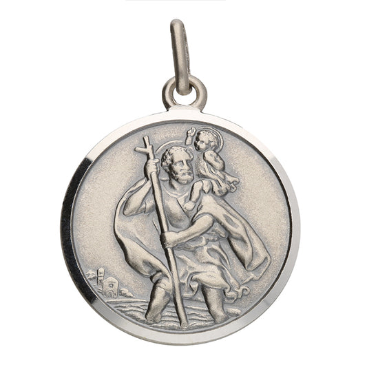 Joli Beau Oxidised Sterling Silver Large St Christopher