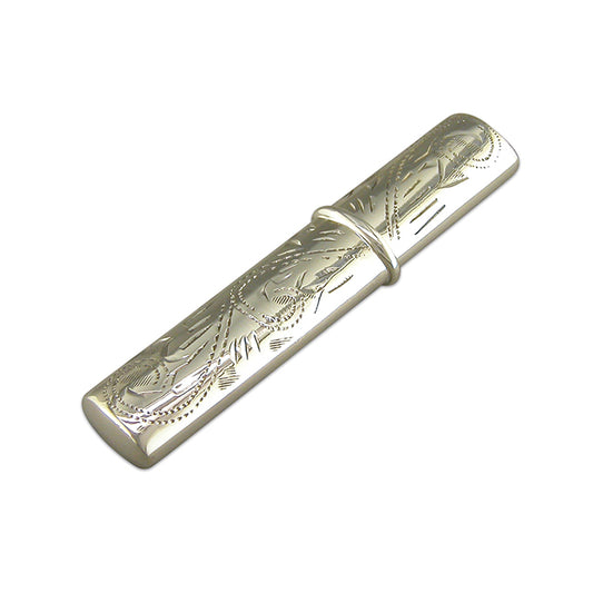 Sterling Silver Antique Style Engraved Needle Case