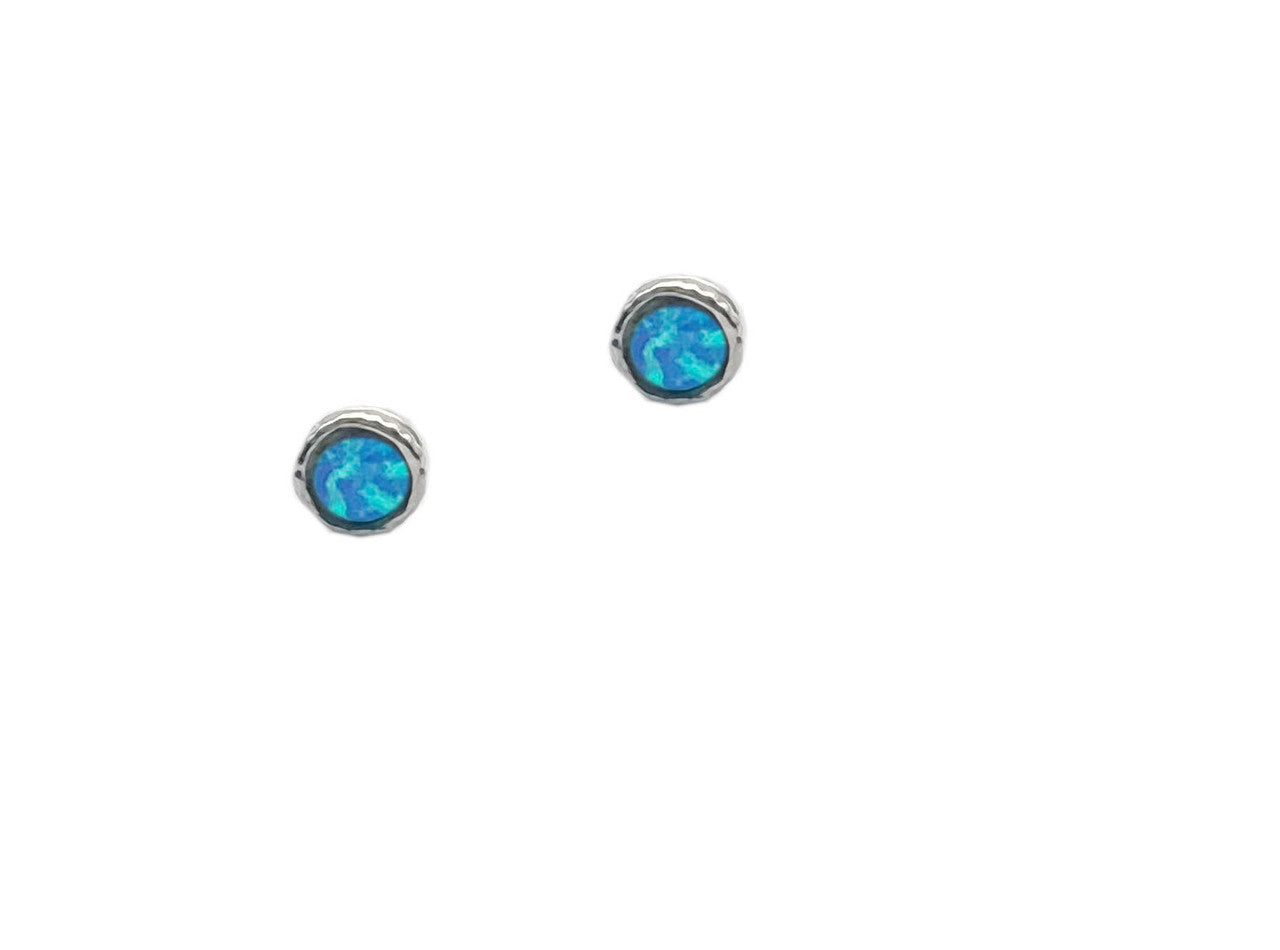 Sterling Silver Tiny Round Opalite Studs