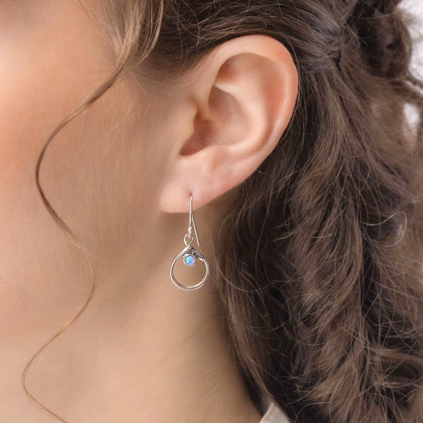 Joli Beau Sterling Silver Dainty Open Opalite Drop Earrings