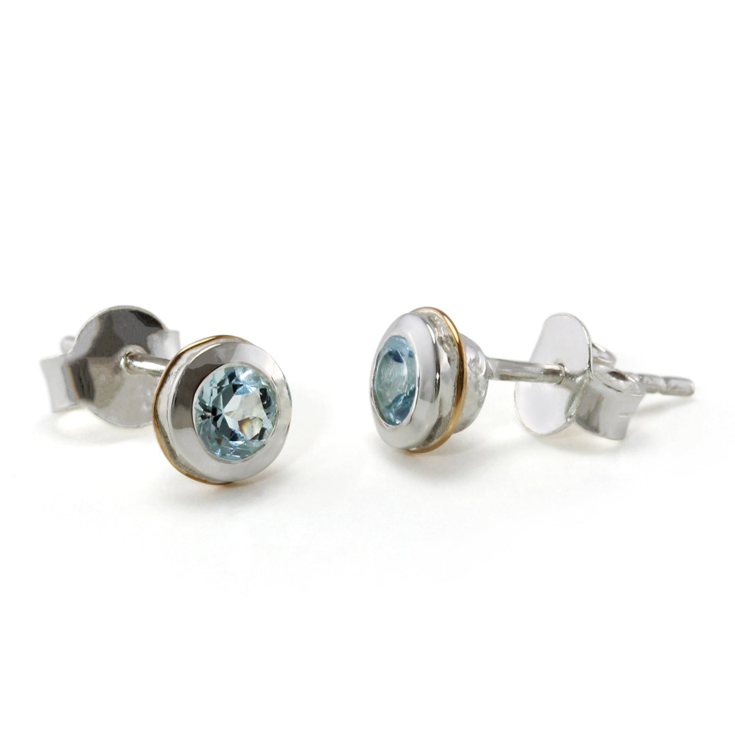 Sterling Silver Topaz With Gold Detail Studs