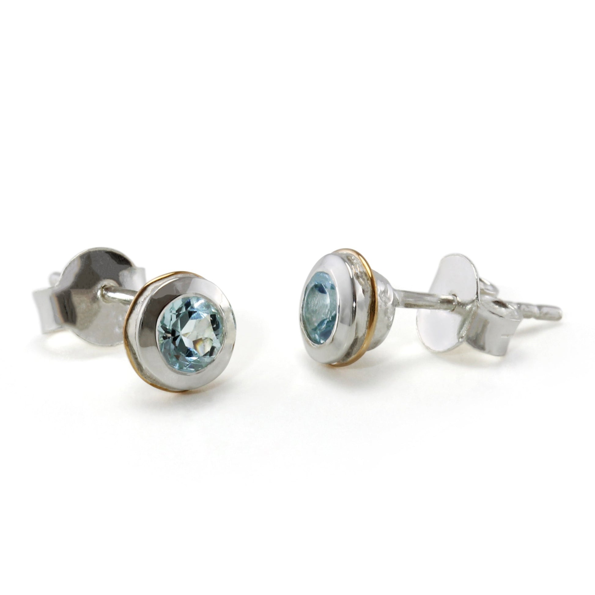 Sterling Silver Topaz With Gold Detail Studs