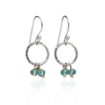 Joli Beau Sterling Silver Drop Hoop Aqua Marine Earrings
