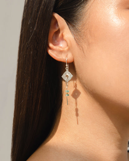 Joli Beau Sterling Silver Textured Apatite With 14ct Detail Drop Earrings