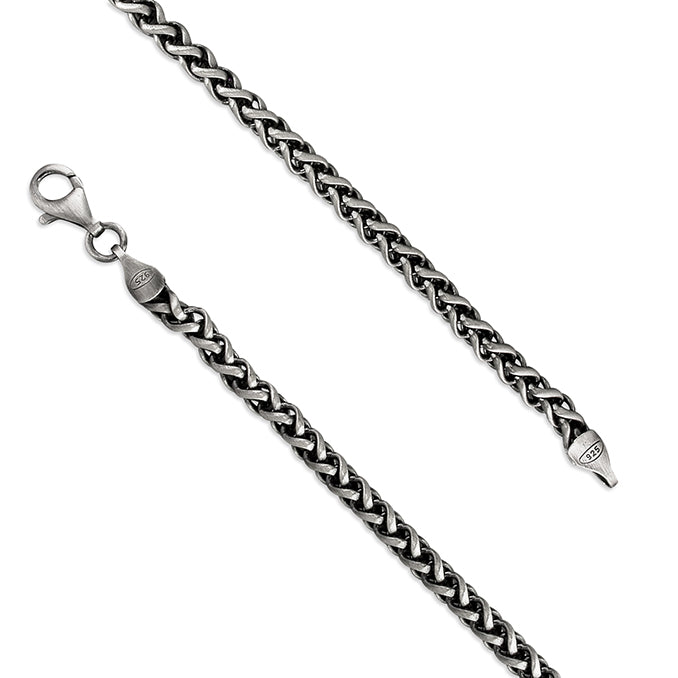 Men's 51cm Oxidised Sterling Silver Wheat Chain