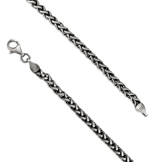 Men's 51cm Oxidised Sterling Silver Wheat Chain
