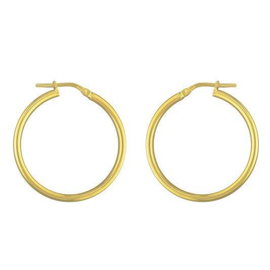 30mll Sterling Silver Gold Vermeil Light Weight Hoops