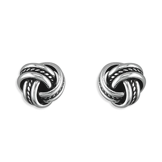 Sterling Silver Small Oxidised 3-Strand Knot Stud Earrings