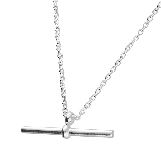 Plain Sterling Silver With T Bar Necklace