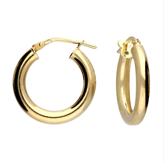 14mm Small Gold Vermeil Silver Hoops
