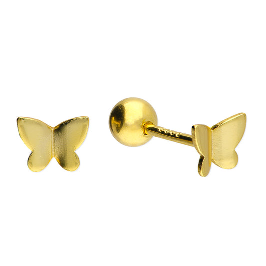 Labret Sterling Silver Gold Plate Butterfly Studs