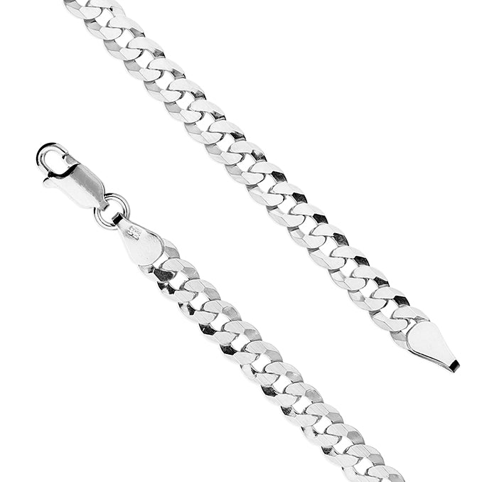 Men's Sterling Silver Flat Curb Light Weight Chain