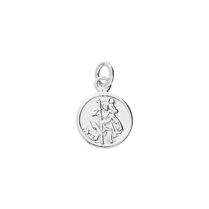 Sterling Silver Tiny Round Disc St Christopher