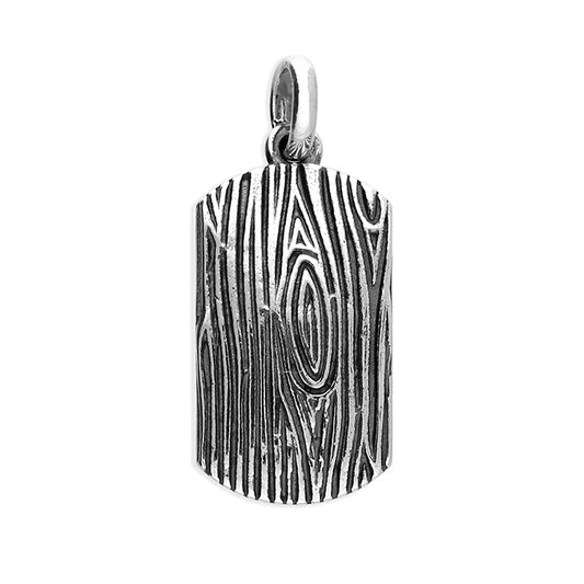 Men's Sterling Silver Oxidised  Bark Design Tag Pendant