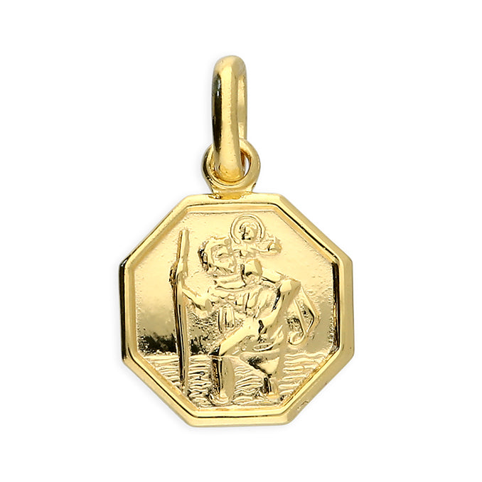Sterling Silver Gold Plated Octagonal St Christopher