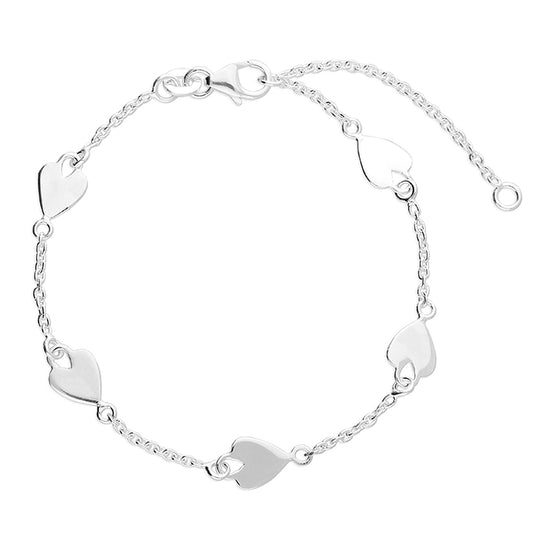 Sterling Silver Heart Linked Bracelet