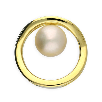 Sterling Silver 18 carat Gold Vermeil Fresh Water Pearl Circle Pendant On Chain Necklace