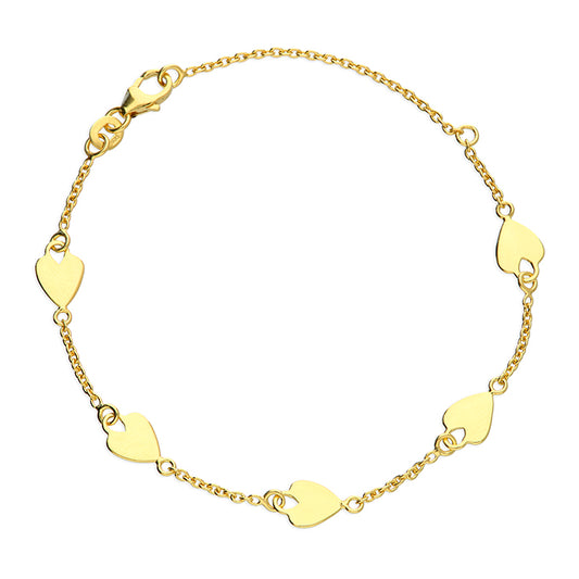 Sterling Silver 18ct Gold Vermeil Multi Heart Linked Bracelet