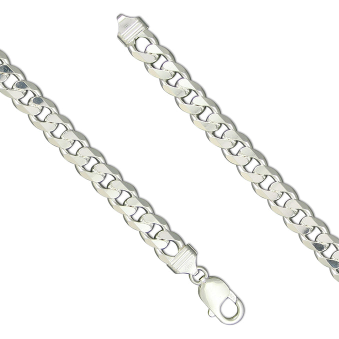 Men's Sterling Silver Heavy Flat Curb Bracelet