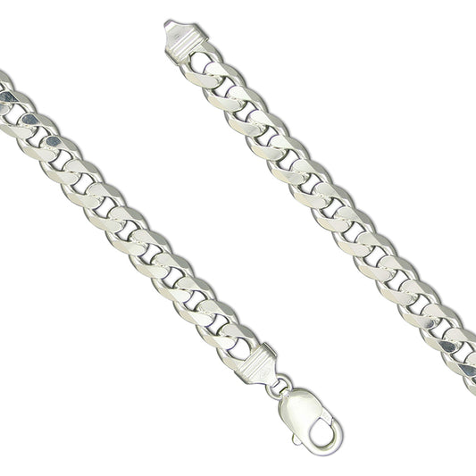Men's Sterling Silver Heavy Flat Curb Bracelet