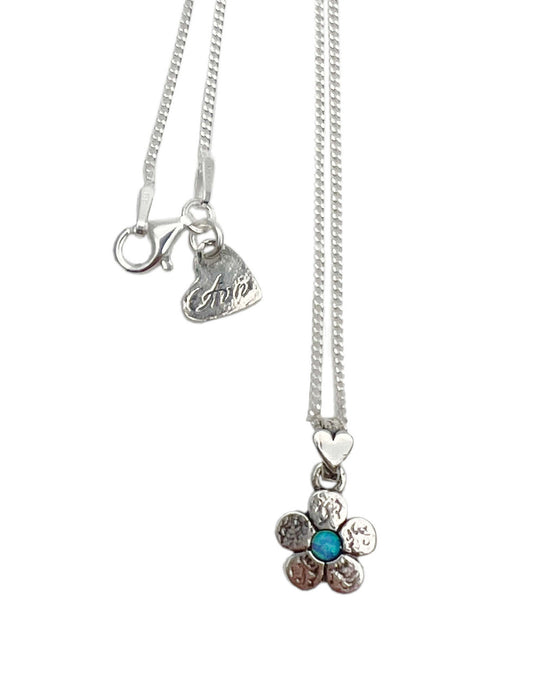 Sterling Silver Dainty Opalite Flower Necklace