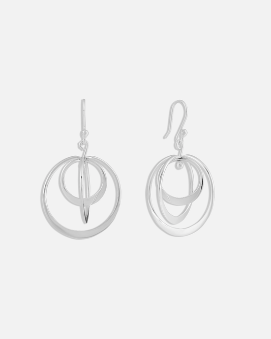 Sterling Silver Spinning Hoop Drop Earrings