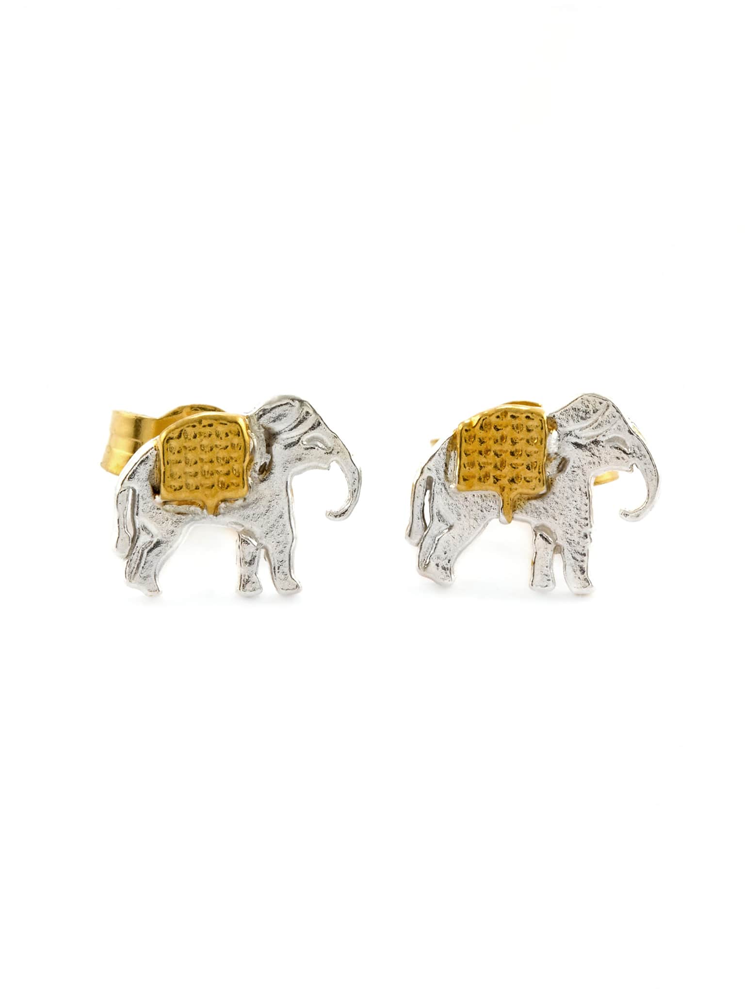 Alex Monroe Silver & Gold Vermeil Marching Elephant Stud Earrings