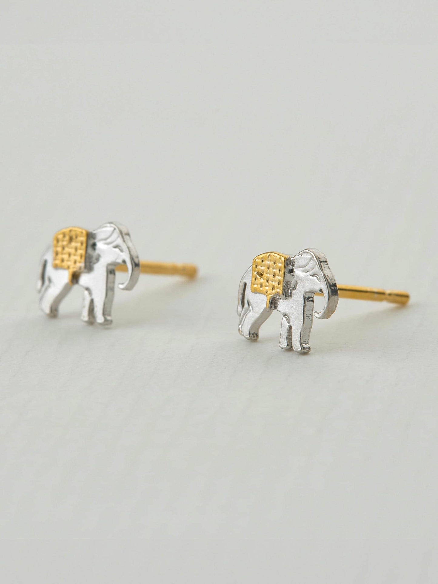 Alex Monroe Silver & Gold Vermeil Marching Elephant Stud Earrings