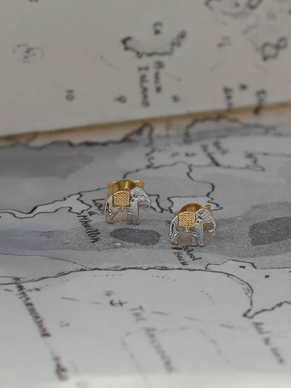 Alex Monroe Silver & Gold Vermeil Marching Elephant Stud Earrings