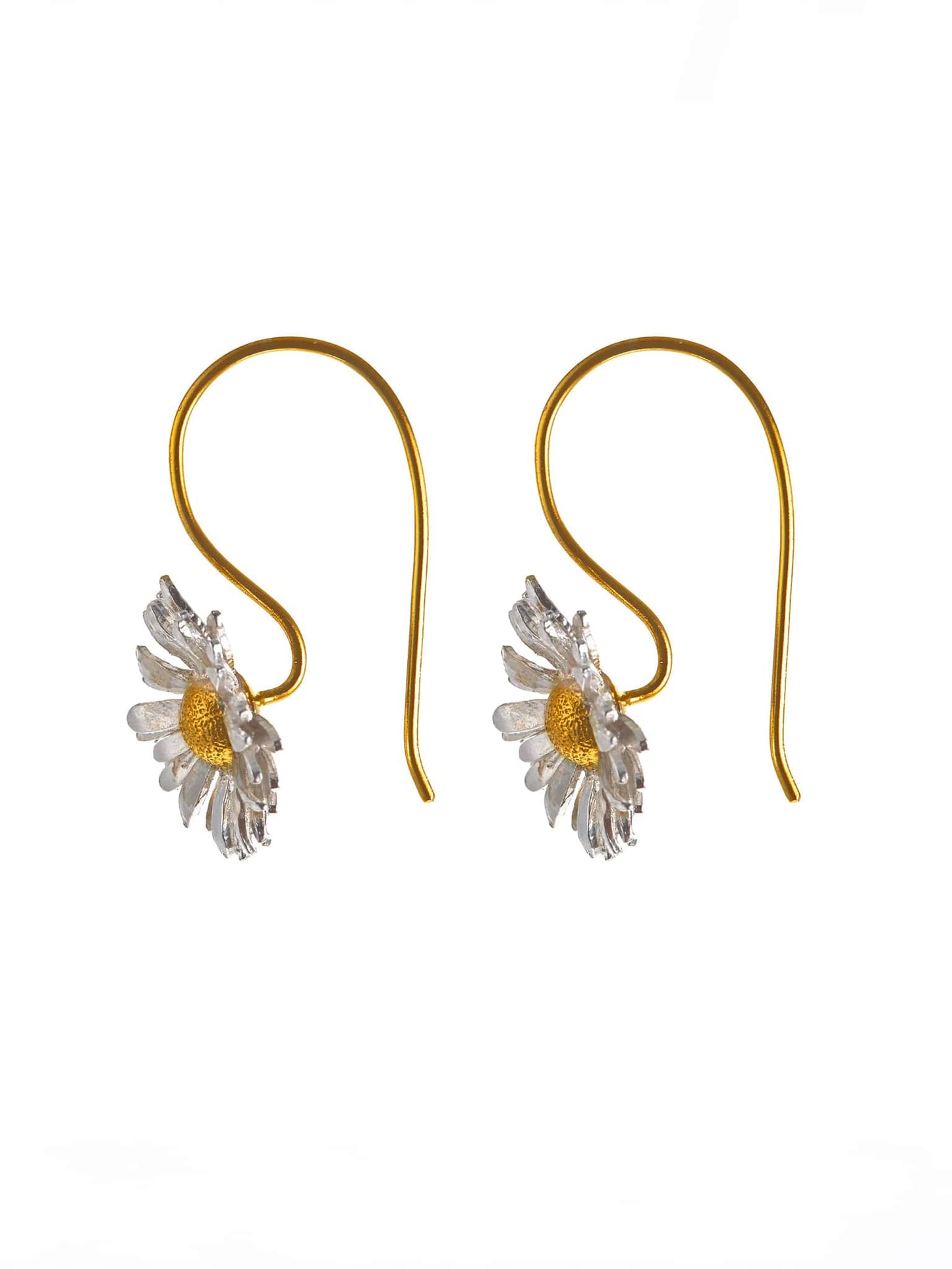 Alex Monroe 22 carat Gold Vermeil & Sterling Silver Big Daisy Hook Earrings